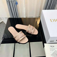 Load image into Gallery viewer, Dior Women Dway Slide Rose Des Vents Cotton Embroidered with Metallic Thread and Strass