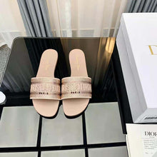 Load image into Gallery viewer, Dior Women Dway Slide Rose Des Vents Cotton Embroidered with Metallic Thread and Strass