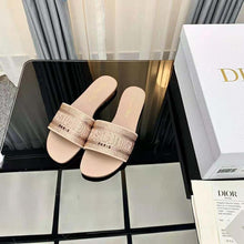Load image into Gallery viewer, Dior Women Dway Slide Rose Des Vents Cotton Embroidered with Metallic Thread and Strass