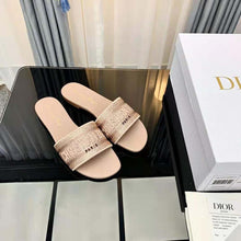 Load image into Gallery viewer, Dior Women Dway Slide Rose Des Vents Cotton Embroidered with Metallic Thread and Strass