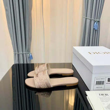 Load image into Gallery viewer, Dior Women Dway Slide Rose Des Vents Cotton Embroidered with Metallic Thread and Strass