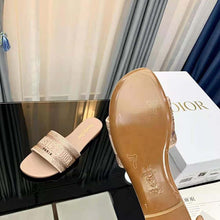 Load image into Gallery viewer, Dior Women Dway Slide Rose Des Vents Cotton Embroidered with Metallic Thread and Strass