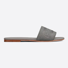 Load image into Gallery viewer, Dior Women Dway Slide Silver-Tone Embroidered Metallic Fabric