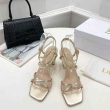 Load image into Gallery viewer, Dior Women Rhodes Heeled Sandal Gold-Tone Laminated Lambskin
