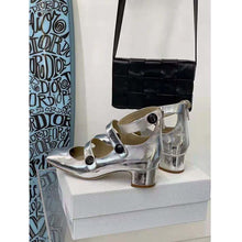 Load image into Gallery viewer, Dior Women Shoes D-Doll Pump Silver-Tone Shiny Laminated Calfskin