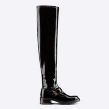 Load image into Gallery viewer, Dior Women Shoes D-Doll Thigh Boot Black Crinkled and Stretch Patent Calfskin