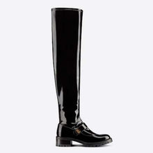 Load image into Gallery viewer, Dior Women Shoes D-Doll Thigh Boot Black Crinkled and Stretch Patent Calfskin