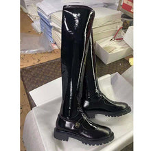 Load image into Gallery viewer, Dior Women Shoes D-Doll Thigh Boot Black Crinkled and Stretch Patent Calfskin