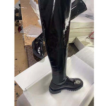 Load image into Gallery viewer, Dior Women Shoes D-Doll Thigh Boot Black Crinkled and Stretch Patent Calfskin