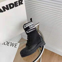 Load image into Gallery viewer, Dior Women Shoes D-Major Ankle Boot Black White Technical Fabric Black Calfskin