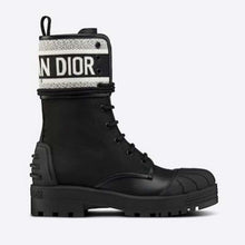 Load image into Gallery viewer, Dior Women Shoes D-Major Ankle Boot Black White Technical Fabric Black Calfskin