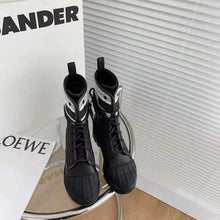 Load image into Gallery viewer, Dior Women Shoes D-Major Ankle Boot Black White Technical Fabric Black Calfskin
