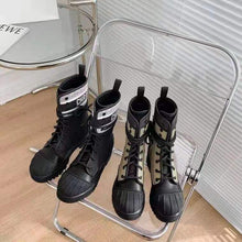 Load image into Gallery viewer, Dior Women Shoes D-Major Ankle Boot Black White Technical Fabric Black Calfskin