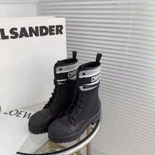 Load image into Gallery viewer, Dior Women Shoes D-Major Ankle Boot Black White Technical Fabric Black Calfskin