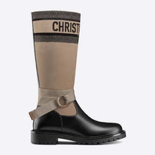 Load image into Gallery viewer, Dior Women Shoes D-Major Boot Taupe Black Technical Fabric Black Calfskin
