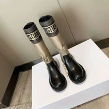 Load image into Gallery viewer, Dior Women Shoes D-Major Boot Taupe Black Technical Fabric Black Calfskin