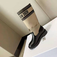 Load image into Gallery viewer, Dior Women Shoes D-Major Boot Taupe Black Technical Fabric Black Calfskin