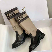 Load image into Gallery viewer, Dior Women Shoes D-Major Boot Taupe Black Technical Fabric Black Calfskin