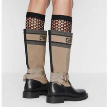 Load image into Gallery viewer, Dior Women Shoes D-Major Boot Taupe Black Technical Fabric Black Calfskin