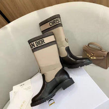Load image into Gallery viewer, Dior Women Shoes D-Major Boot Taupe Black Technical Fabric Black Calfskin