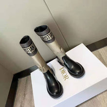 Load image into Gallery viewer, Dior Women Shoes D-Major Boot Taupe Black Technical Fabric Black Calfskin