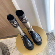 Load image into Gallery viewer, Dior Women Shoes D-Major Boot Taupe Black Technical Fabric Black Calfskin