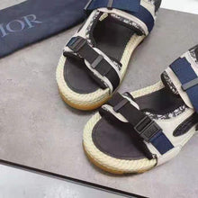 Load image into Gallery viewer, Dior Women Shoes Dior Atlas Sandal Beige Black Dior Oblique Jacquard Beige Suede