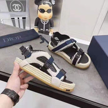 Load image into Gallery viewer, Dior Women Shoes Dior Atlas Sandal Beige Black Dior Oblique Jacquard Beige Suede