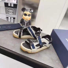 Load image into Gallery viewer, Dior Women Shoes Dior Atlas Sandal Beige Black Dior Oblique Jacquard Beige Suede
