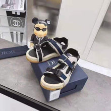 Load image into Gallery viewer, Dior Women Shoes Dior Atlas Sandal Beige Black Dior Oblique Jacquard Beige Suede