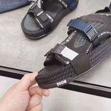 Load image into Gallery viewer, Dior Women Shoes Dior Atlas Sandal Beige Black Dior Oblique Jacquard Black Suede