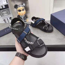 Load image into Gallery viewer, Dior Women Shoes Dior Atlas Sandal Beige Black Dior Oblique Jacquard Black Suede