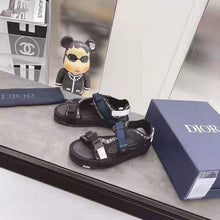 Load image into Gallery viewer, Dior Women Shoes Dior Atlas Sandal Beige Black Dior Oblique Jacquard Black Suede