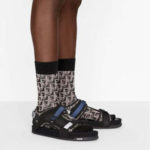 Load image into Gallery viewer, Dior Women Shoes Dior Atlas Sandal Beige Black Dior Oblique Jacquard Black Suede