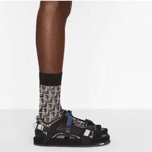 Load image into Gallery viewer, Dior Women Shoes Dior Atlas Sandal Beige Black Dior Oblique Jacquard Black Suede
