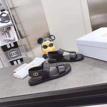Load image into Gallery viewer, Dior Women Shoes Dior Ocean Sandal Black Lambskin CD Signature