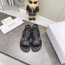 Load image into Gallery viewer, Dior Women Shoes Dior Ocean Sandal Black Lambskin CD Signature