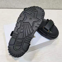 Load image into Gallery viewer, Dior Women Shoes DiorAct Sandal Black Lambskin Gold-Finish Metal DIOR Signature