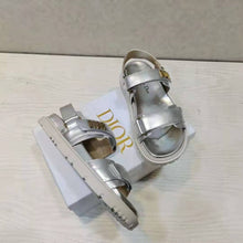 Load image into Gallery viewer, Dior Women Shoes DiorAct Sandal Silver-Tone Shiny Laminated Calfskin