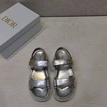 Load image into Gallery viewer, Dior Women Shoes DiorAct Sandal Silver-Tone Shiny Laminated Calfskin
