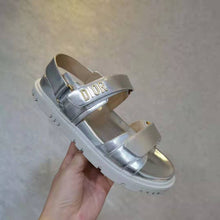 Load image into Gallery viewer, Dior Women Shoes DiorAct Sandal Silver-Tone Shiny Laminated Calfskin