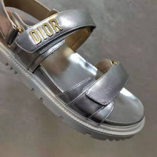 Load image into Gallery viewer, Dior Women Shoes DiorAct Sandal Silver-Tone Shiny Laminated Calfskin