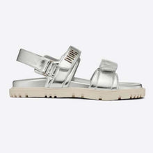 Load image into Gallery viewer, Dior Women Shoes DiorAct Sandal Silver-Tone Shiny Laminated Calfskin