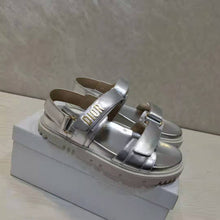 Load image into Gallery viewer, Dior Women Shoes DiorAct Sandal Silver-Tone Shiny Laminated Calfskin