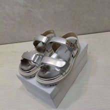 Load image into Gallery viewer, Dior Women Shoes DiorAct Sandal Silver-Tone Shiny Laminated Calfskin