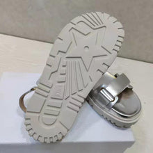 Load image into Gallery viewer, Dior Women Shoes DiorAct Sandal Silver-Tone Shiny Laminated Calfskin