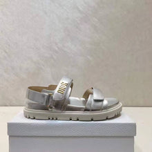 Load image into Gallery viewer, Dior Women Shoes DiorAct Sandal Silver-Tone Shiny Laminated Calfskin