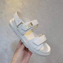 Load image into Gallery viewer, Dior Women Shoes DiorAct Sandal White Lambskin Gold-Finish Metal DIOR Signature