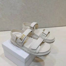 Load image into Gallery viewer, Dior Women Shoes DiorAct Sandal White Lambskin Gold-Finish Metal DIOR Signature
