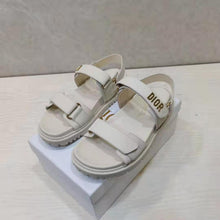 Load image into Gallery viewer, Dior Women Shoes DiorAct Sandal White Lambskin Gold-Finish Metal DIOR Signature